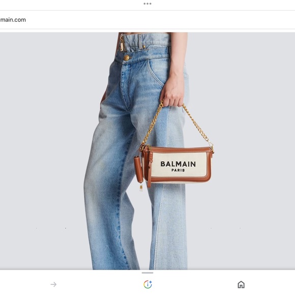 Balmain B-Army Canvas Pouch-On-Chain Beige - Picture 3 of 16